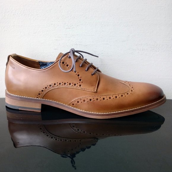 Johnston & Murphy Men's Haywood Wingtip Oxford in Nice Tan FG Leather - Picture 1 of 14